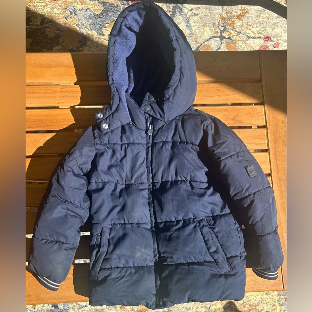 Baby Gap Boys Winter Puffer Jacket Coat Navy with Blue Zipper Size 5